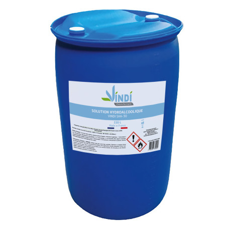 Vindi Désinfectant - gel hydroalcoolique - Fût de 220L - Fabrication Française - 76% d'alcool - Virucide