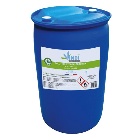 Vindi Désinfectant - solution hydroalcoolique menthe poivrée - Fût de 220L - Fabrication Française - 76% d'alcool - Virucide