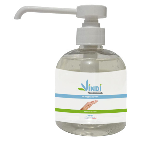 Vindi Désinfectant - gel hydroalcoolique - Flacon pompe de 300ml - Fabrication Française - 76% d'alcool- Virucide