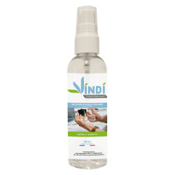 Vindi Désinfectant - solution hydroalcoolique - Flacon spray de 100ml - Fabrication Française - 76% d'alcool - Virucide