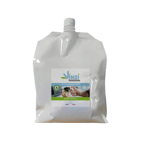 Vindi Désinfectant - solution hydroalcoolique - Bidon écorecharge de 5l - Fabrication Française - 76% d'alcool - Virucide