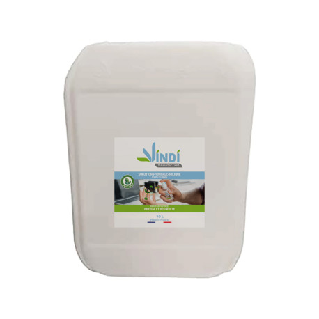 Vindi Désinfectant - solution hydroalcoolique menthe poivrée - Bidon de 10L - Fabrication Française - 76% d'alcool -Virucide
