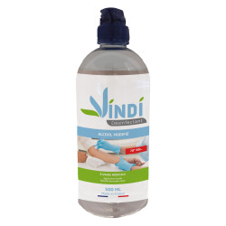Vindi Désinfectant - alcool modifié 70° - Flacon de 500ml - Fabrication Française - Désinfection peau saine